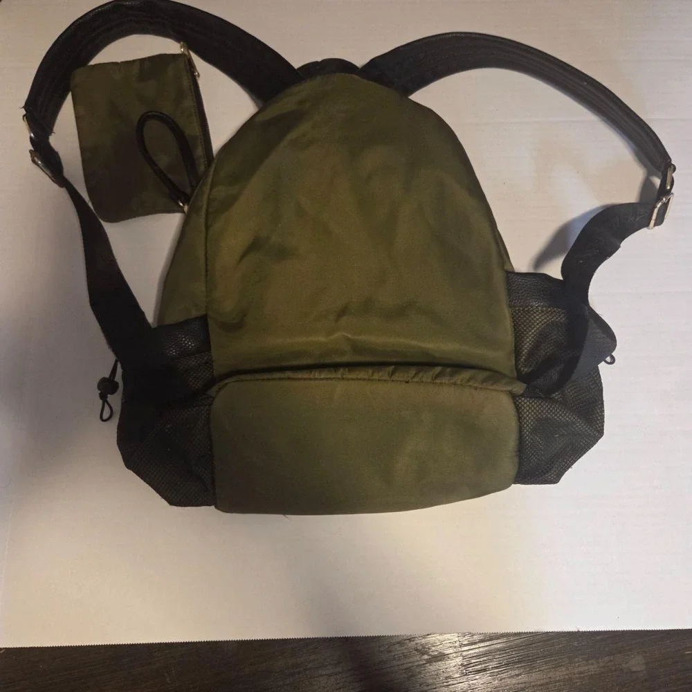 Steve Madden Olive Green Nylon Backpack with Detachable Pouch Utility Bag